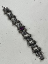 Vintage Nonmagnetic Silver Pinecones w Purple Pinched Oval Jelly Cab Lin... - $28.80