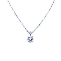 Dazzling Elegance in 18k White Gold Cable Chain Necklace with Solitaire Diamond - $1,208.93