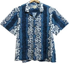 Royal Hawaiian Creations Shirt Men&#39;s 3XL Blues and White Lei Aloha Flora... - $22.75