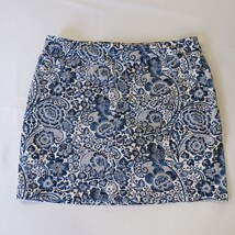 Elastic Waist Women's 14 Blue/White Cotton Blend Floral Pull-On Skirt Waist 36" image 12