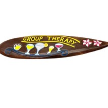 Hand Painted Wooden Group Therapy Cocktails Drinking Surfboard 6x23 in Sign - £22.49 GBP