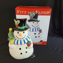 2011 Fitz &amp; Floyd Christmas Holiday Merry &amp; Bright White Snowman Tree Co... - $846.59 MXN