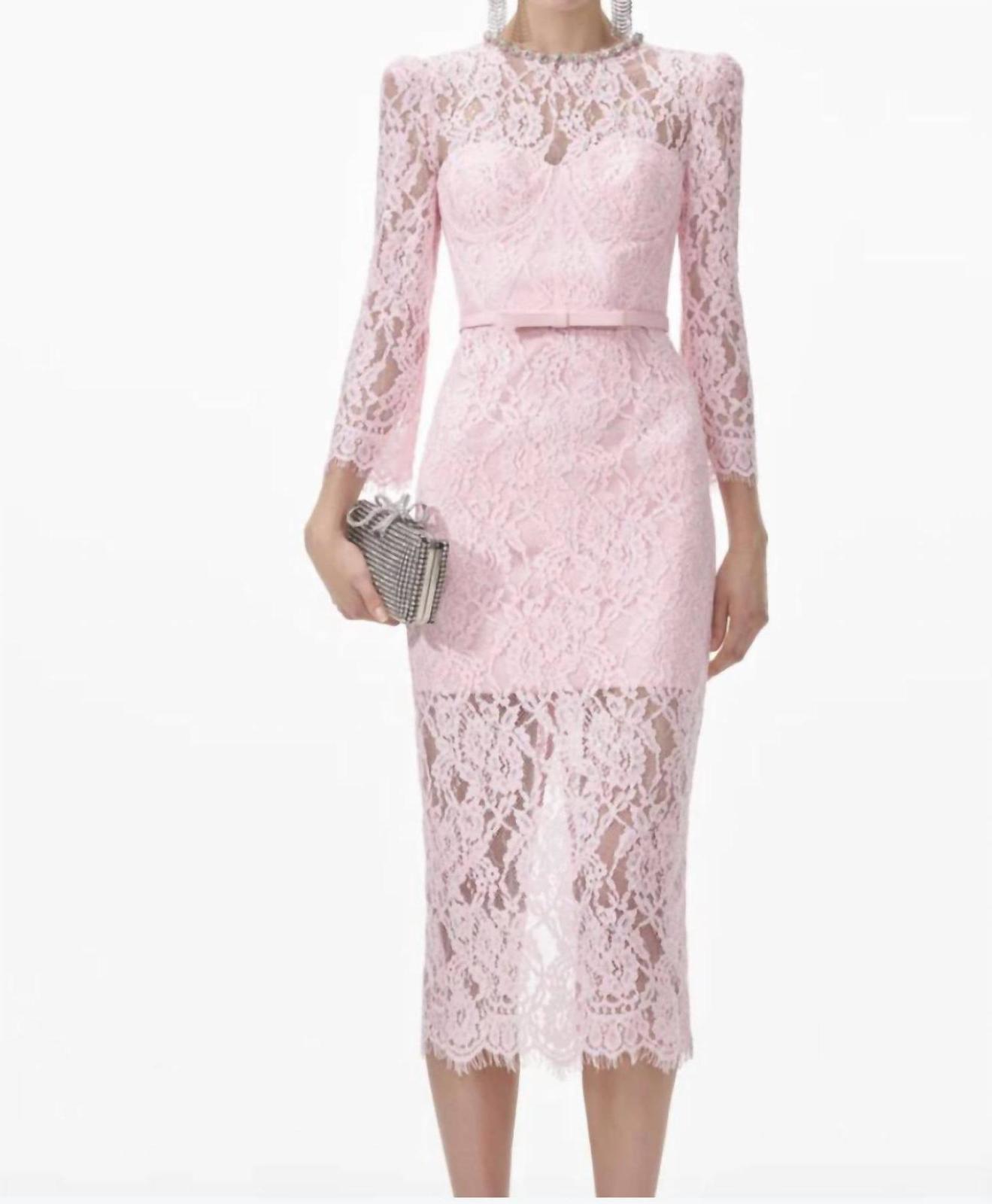 Self-Portrait Lace Bustier Dress Pink - $321.00