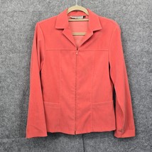 Vintage Dress Barn Faux Suede Jacket Women&#39;s Size 8 Coral Pink Zip Up Lo... - $14.01