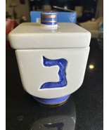 World Bazaars Dreidel Canister Jewish Hanukkah Blue White Ceramic Festiv... - $38.02 CAD
