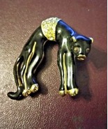 PIN BROOCH BLACK PANTHER CAT RHINESTONES GOLD VINTAGE 1940-50&#39;S - $777.95 MXN