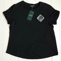 $85 LAUREN by Ralph Lauren Embroidered Bullion Tee Shirt Black Tee Shirt - £62.00 GBP