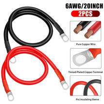 2X 6Awg Gauge Copper Battery Cable 20Inch Power Wire 12V Solar/Rv/Car/Go... - $24.99