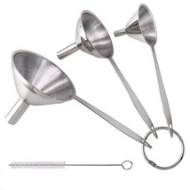 3 In 1 Metal Funnels For Filling Bottles Stainless Steel Small Kitchen F... - $17.99