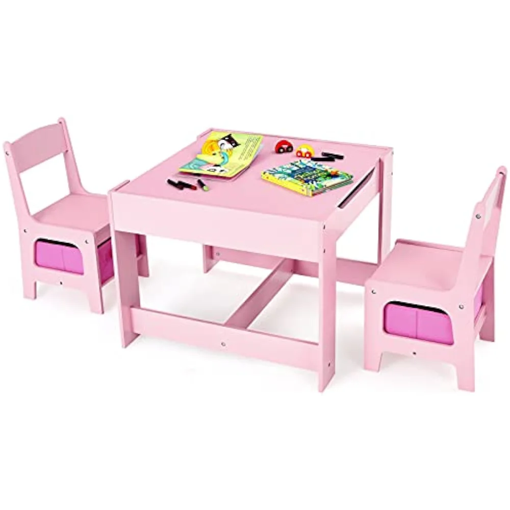 Costzon Kids Table and Chair Set, 3 in 1 Wooden Activity Table with Storage - £133.35 GBP+