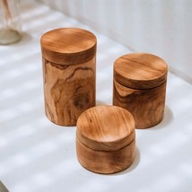 3 Pots with Teak Lid | Mid Century Teak Wooden Bowls | Mid Century Modern Wooden - £35.97 GBP