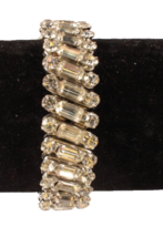 Rhinestone Stretchy Bracelet Stunning Bling 3 Rows Baguettes Japan - £17.17 GBP