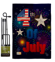 Fireworks July 4th Burlap - Impressions Decorative Metal Garden Pole Flag Set GS - £27.23 GBP