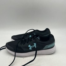 Ladies Under Armour Athletic Shoes Size 8 Black With Teal - $27.72