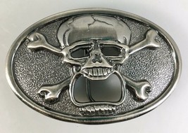 Skeleton Belt Buckle Kalan Silver Skull Head Bottle Opener Biker Goth Halloween  - £19.18 GBP