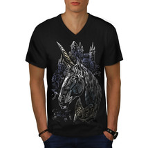 Unicorn Unique Fantasy Shirt Medieval Art Men V-Neck T-shirt - $12.99+