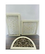 Vintage Shabby Chic Metal Scroll Whitewashed Wall Garden Patio Art x3 - £41.65 GBP