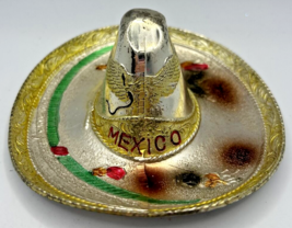 Vintage Mexico Sombrero Metal Jewlery Dish Ring Tray Ashtray Colorful SK... - $34.99