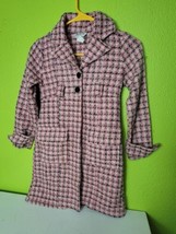 Disorderly Kids Pea Coat Pink Checkered Jacket Peacoat Size 8  - £18.30 GBP