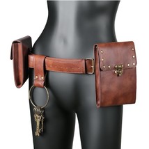 Creative Vintage Belt Leather Wallet Men Waist Pack Steampunk Double Pouch Bag - £39.05 GBP