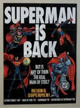 Vintage 1993 Superman poster, 27 x 19 3/4 DC Action Comics promo pin-up:... - $21.50