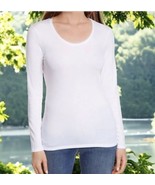 Eileen Fisher Vintage Tiny Rib Top X Large 16 18 White Mirco Tencel SUPE... - $82.47