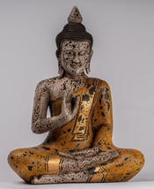 Antico Khmer Stile Cambodia Seduta Legno Statua di Buddha Teaching di Mudra - - £390.52 GBP