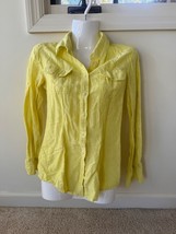 Banana Republic Women Linen Cotton Soft Wash Shirt Yellow Size XS - $9.75