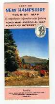 1957-58 New Hampshire Tourist Road Map &amp; Color Pictorial Map - £20.07 GBP