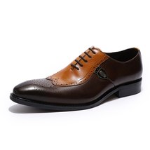 FELIX CHU Handmade Men Oxford Formal Shoes Genuine Leather Brown Dress Shoes Men - £87.63 GBP