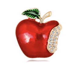 Stunning Vintage Look Gold Plated Red Apple Designer Brooch Broach Pin XY6 - £15.41 GBP
