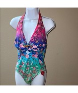 NWT $218 Johnny Was Women’s Twist Keyhole One Piece Swimsuit Multi-flora... - $203.00 CAD