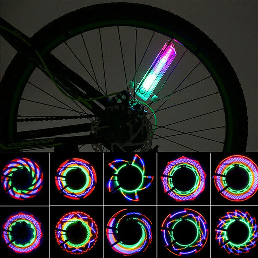 32 Patterns Cool LEDs Colorful Rainbow Bike Spoke lamp Safety Night Cycling - £10.46 GBP