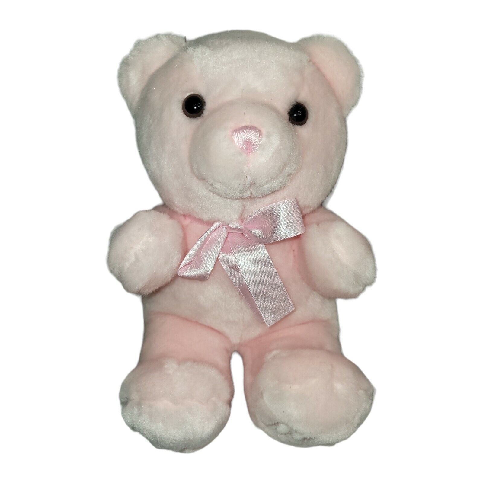 Aurora Baby Girl Teddy Bear Pink 10" Plush Stuffed Animal Bow Comfy Lovey - $8.04