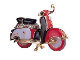 Jeweled Enamel Pewter Motorcycle Hinged Trinket Ring Jewelry Box Terra Cottage - $26.71