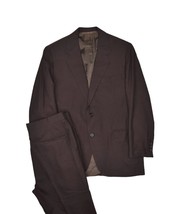 Vintage Bespoke Suit Mens 38 Brown Solid Jacket &amp; Pants Wool 34x29 Vittorio - £106.52 GBP