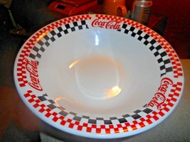 COCA-COLA Gibson 1996 10&quot; Serving Bowl Black White Checkered Red Logo CO... - $14.24