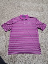 Dri Way Purple White Striped Polo Style Shirt Men&#39;s XL Crown Plaza Invit... - £7.82 GBP