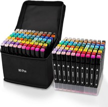 80 Colors Alcohol Markers with Base, Permanent Dual Tip Art Markers for ... - $60.59 CAD