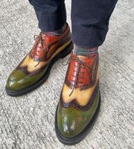 Handmade men&#39;s bespoke leather lace-up multicolor oxford brogue shoes US 5-15 - £112.26 GBP