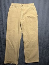 Carhartt Dungaree Fit Carpenter Pants B11 DES Men’s Size 35x32 Khaki - £19.38 GBP
