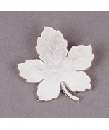 Meka Denmark Sterling Silver White Gullioche Enamel Maple Leaf Pin Brooch - £67.94 GBP