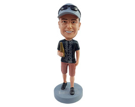 Custom Bobblehead Relaxed dude ready to take a sip of beer from the bottle weari - £71.14 GBP
