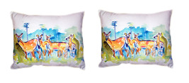 Pair Of Betsy Deer Herd No Cord Pillows 16 X 20 - £71.21 GBP