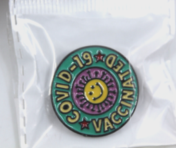 Covid 19 Vaccinated Smiley Face Virus Multi Colored Collectible Pin Pinback - $14.45
