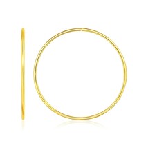 14K Yellow Gold 1.57in Diameter Women&#39;s Fashionable Endless Hoop Style Earrings - £281.80 GBP