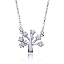 Sterling Silver Tree Cubic Zirconia Pendant Necklace Jewelry for Women 1... - $35.14