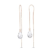 Galaxy Gold GG 14k Rose Gold Threaded Dangle Earrings with White Topaz - £204.76 GBP+