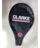 Vintage Clarke Tennis Racquet Racket Cover Black Vinyl Big White Pink Lo... - £15.76 GBP
