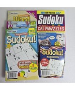 Lot of 6 Paperback Puzzle Books 1 Word Search 4 Sudoku 1 Cat Pawzzles (P... - $6.92